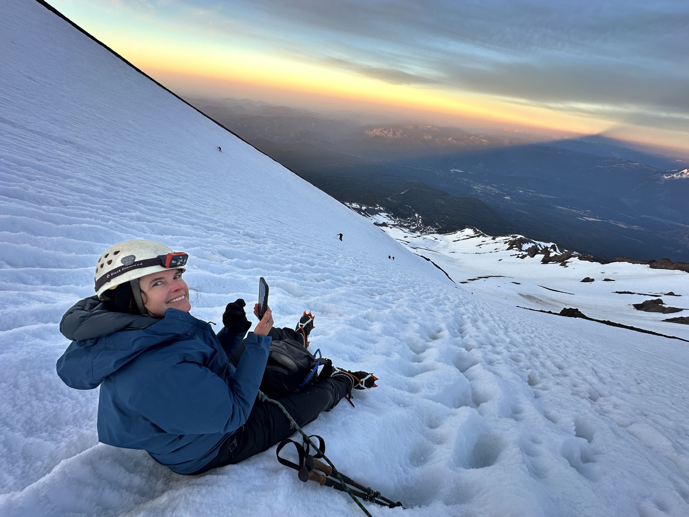 A quiet moment of rest on a high ridge at dusk